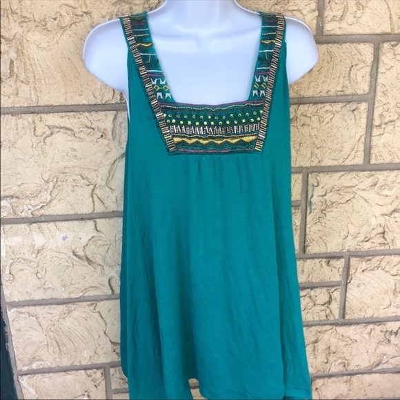 Tunic Tank Top Embroidered Bling Flow Top XL - Picture 2 of 11
